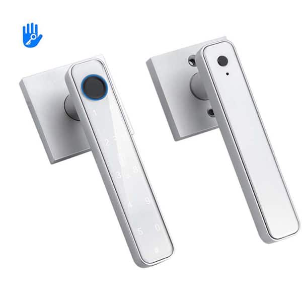 6.3 in. White Fingerprint Biometric Smart Door Handle