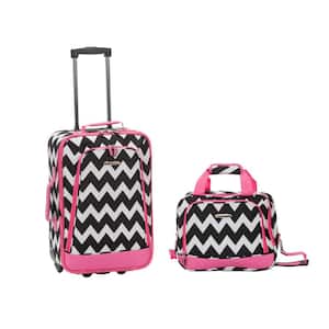 Fashion Expandable 2-Piece Carry On Softside Luggage Set, Pink Chevron