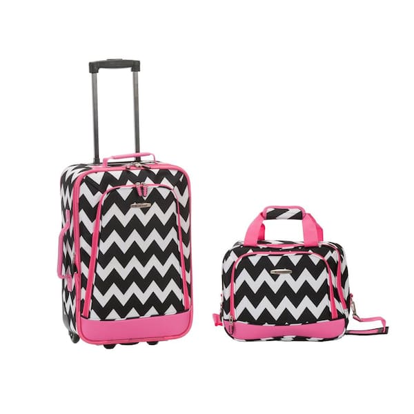 Rockland Fashion Expandable 2-Piece Carry On Softside Luggage Set, Pink Chevron