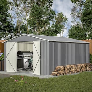 11 ft. W x 13 ft. D Outdoor Metal Tool Storage Shed, Gray (140 sq. ft.)