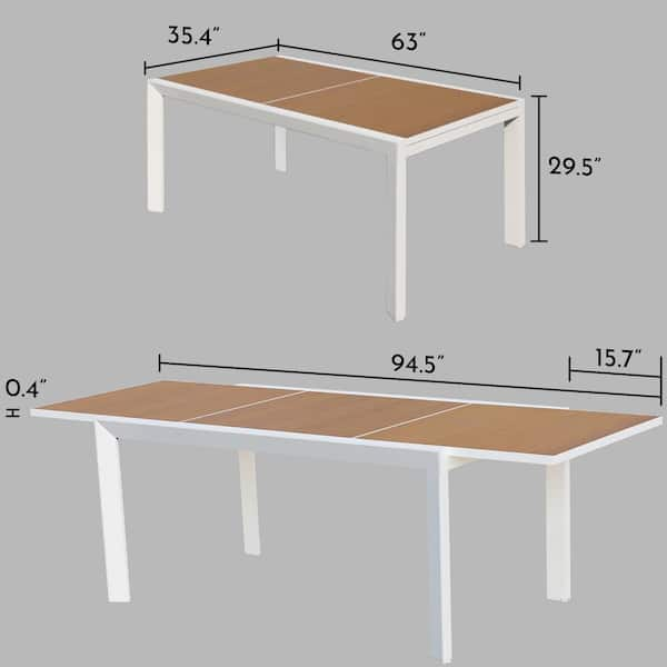 Aoodor Outdoor 6 10 Person Aluminum Extendable Dining Table for