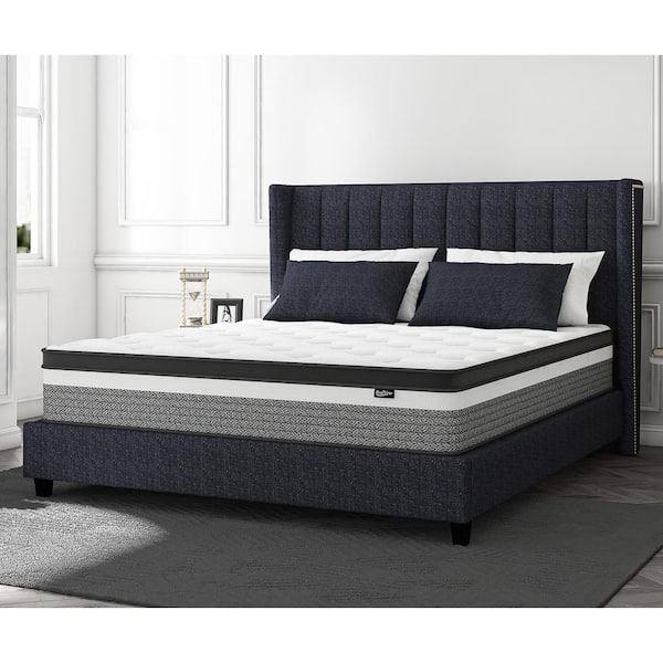 King Medium Firm Hybrid Memory Foam and Spring 14 in. Bed in a Box Comfort Pillow Top Mattress