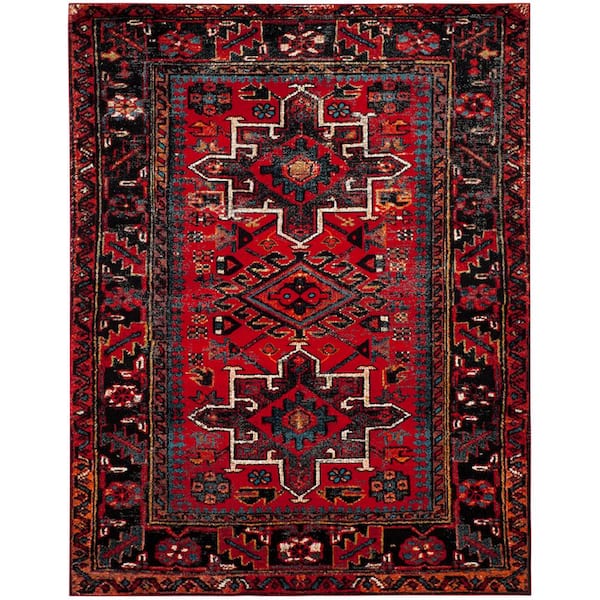 Vintage Hamadan Red/Multi 11 ft. x 14 ft. Floral Border Area Rug