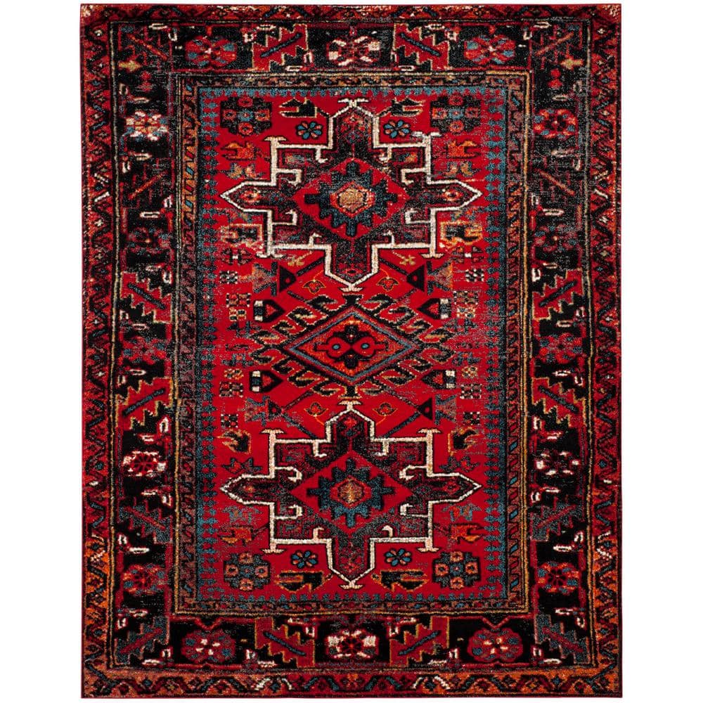 SAFAVIEH Vintage Hamadan Red/Multi 8 ft. x 10 ft. Floral Border Area Rug  VTH211A-8 - The Home Depot