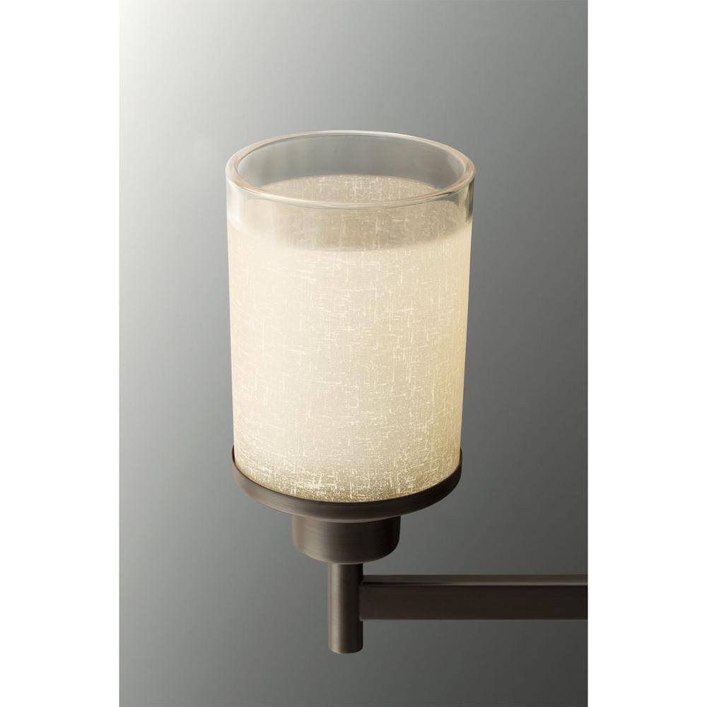 Alexa Antique Bronze 2-Light Bath Fixture with Linen Glass Shades