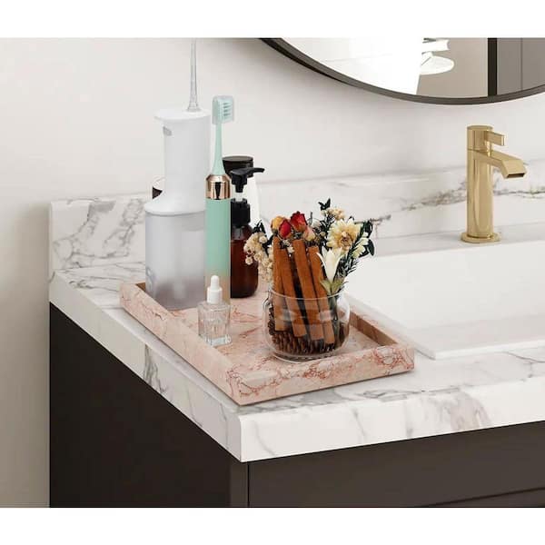 Natural Pink Marble Vanity Tray for Bathroom and Kitchen UMBHK9
