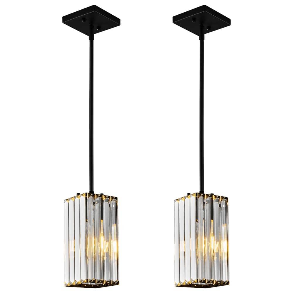 12w 2-Light Black Rectangle Mini Crystal Pendant Lighting for Kitchen Island Bedroom Dinning Room Living Room price history on PriceWatchPro