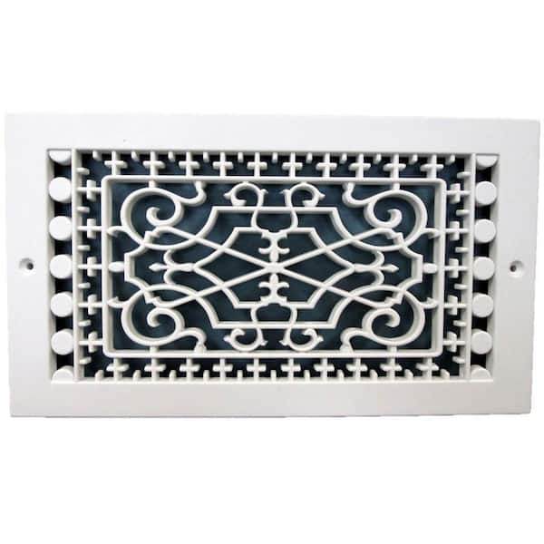 SMI Ventilation Products Victorian Base Board 10 in. x 6 in., 7-3/4 in. x 11-3/4 in. Overall Size, Polymer Decorative Return Air Grille, White
