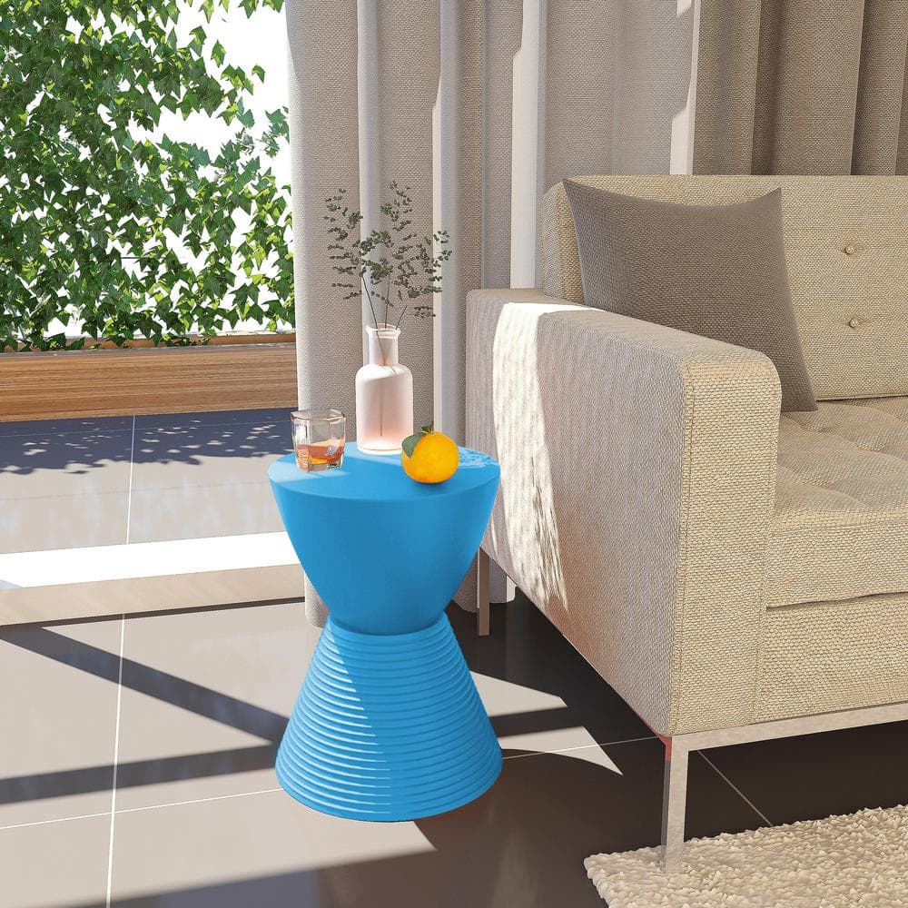 Modern Boyd 12" Round Blue Metal Accent Side Table