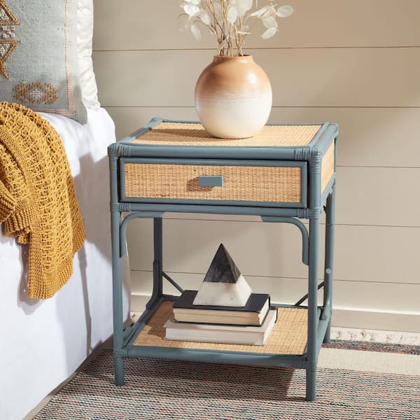Roya Blue Gray/Natural 1-Drawer Nightstand