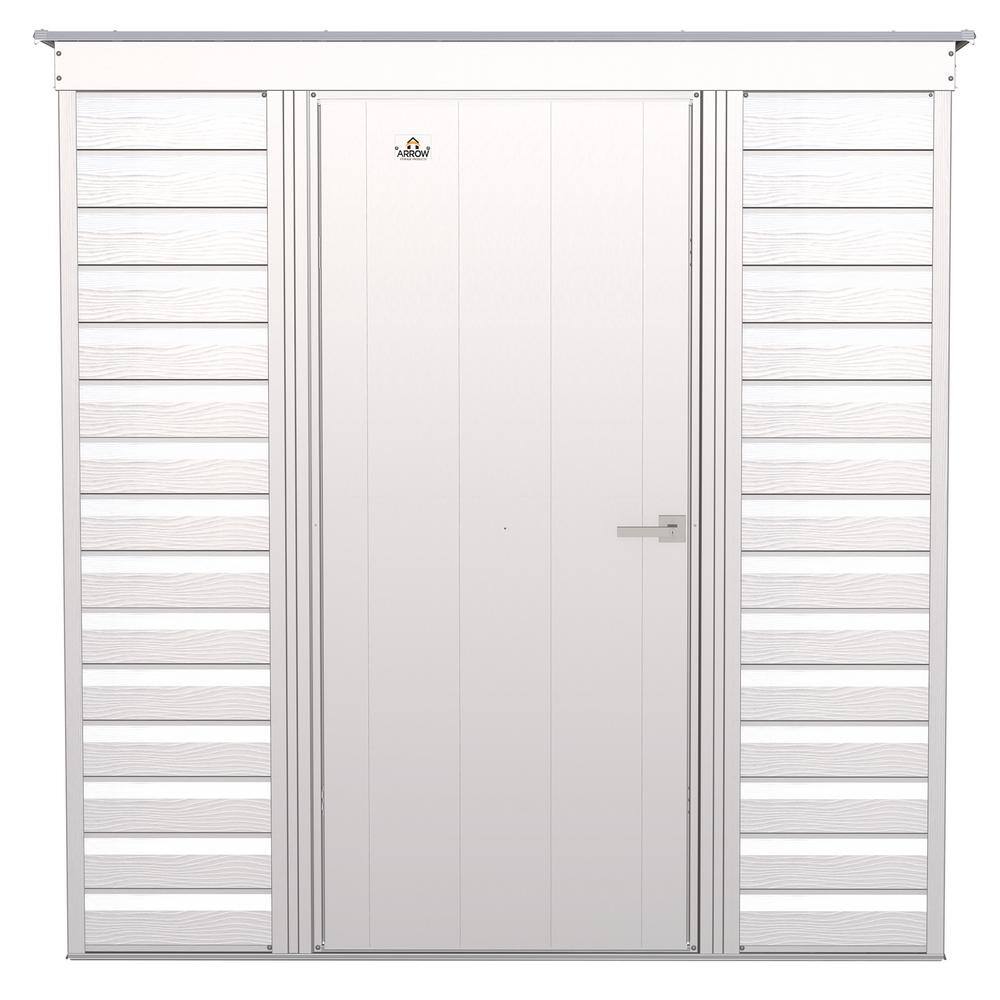 Arrow 6 ft. x 4 ft. Light Grey Metal Storage Shed With Pent Style Roof ...