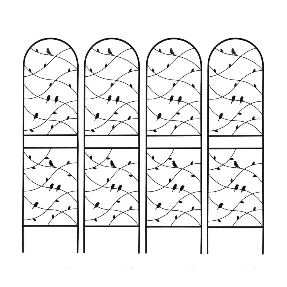 Black 20 in. L x 71 in. H 4 Pack Metal Garden Trellis, Rustproof Trellis with Bird Deco for Outdoor Flower Support price history on PriceWatchPro