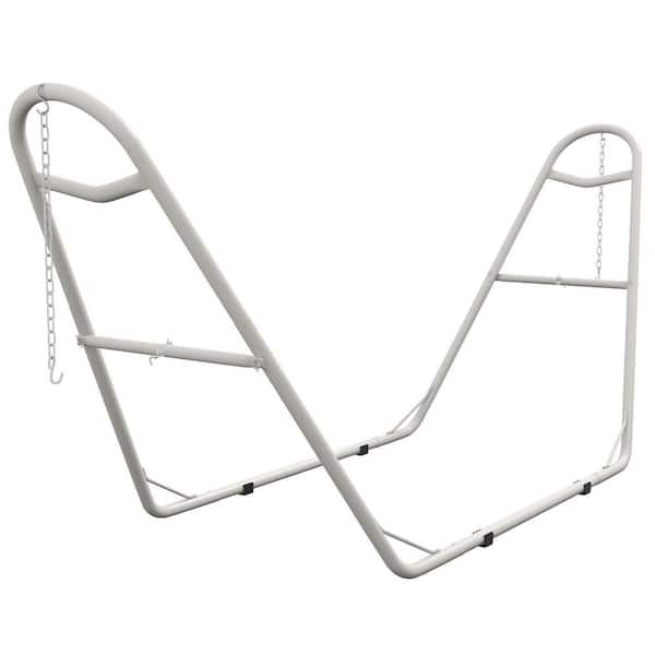 9-14 ft. Metal Outsunny Portable Adjustable Hammock Stand for 2 Person for 10.3 ft. 550 lbs. Capacity in White