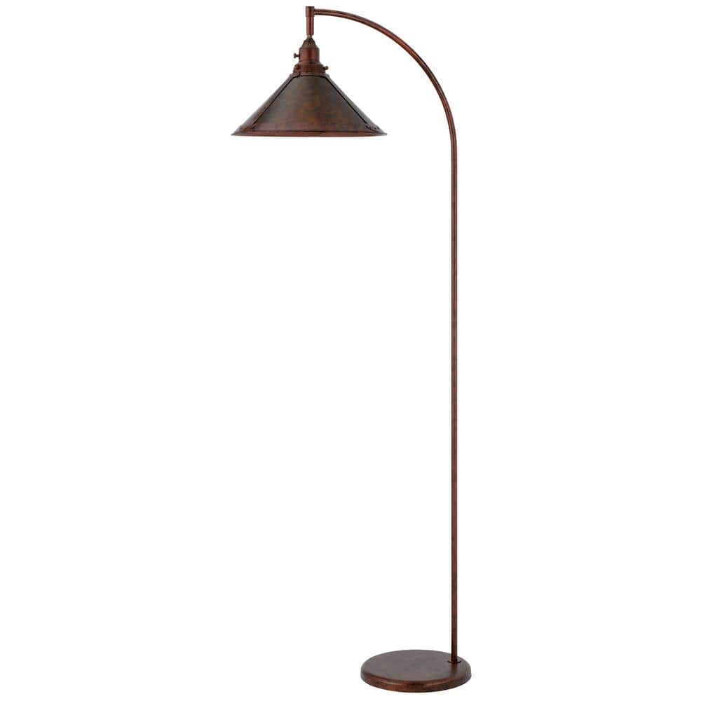 Rust Adjustable Metal Arc Floor Lamp with Mica Shade