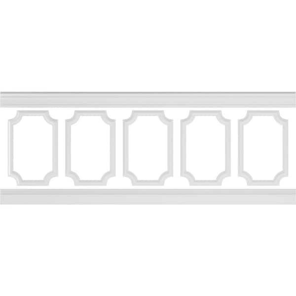 Ekena Millwork 94-1/2 in. Adjustable 36 in. to 40 in. Ashford Scalloped Panel Traditional Wainscot Paneling Kit