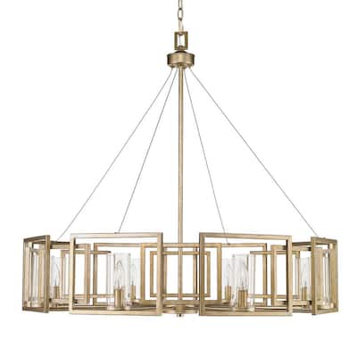 Marco 8-Light White Gold Chandelier with Clear Glass Shade