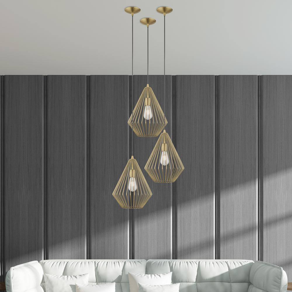 Antique Brass Geometric Metal Mini Pendant Light