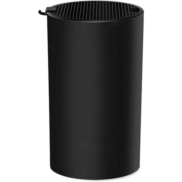 5.9 in. x 9.3 in. Black Plastic Universal Knife Block Holder, Round Kitchen Knife Holder, Detachable Knife Storage