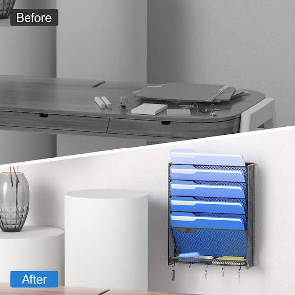 OUTWOLF Hanging Wall File Organizer With Hooks, 6 Curacao