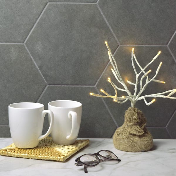 Merola Tile Vintage Hex Marengo 8-5/8 in. x 9-7/8 in. Porcelain
