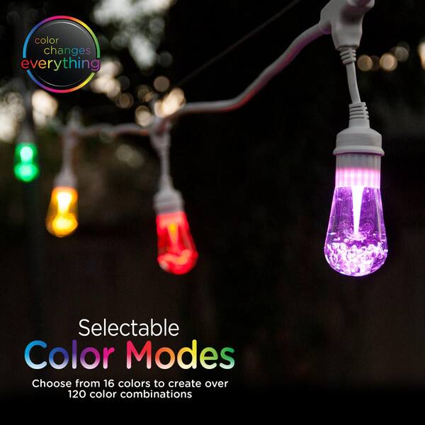 Enbrighten 12 Bulb 24 Ft Vintage Seasons Color Changing Cafe Integrated Led String Lights White 39511 The Home Depot Enbrighten 12 Bulb 24 Ft Vintage, Color Changing Outdoor String Lights Home Depot