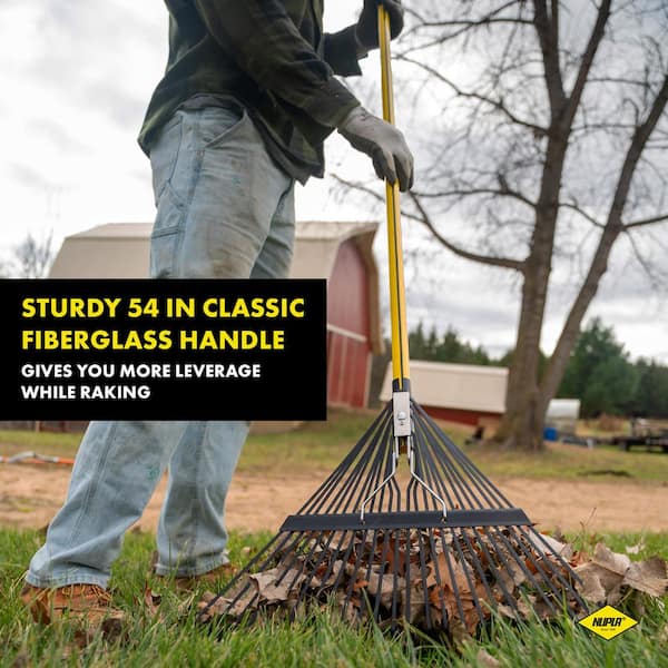 Heavy-Duty 54 in. 24-Tine Leaf Rake with Classic Fiberglass Handle (6-Pack)