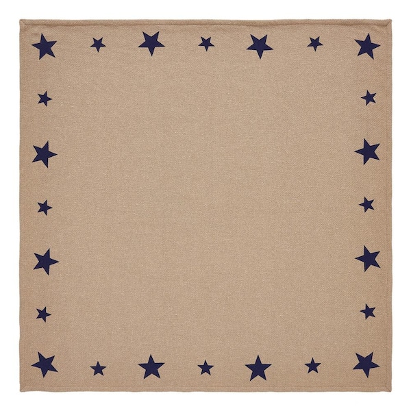 VHC Brands My Country 40 in. W x 40 in. L Navy Khaki Checkered Cotton Blend Tablecloth Topper