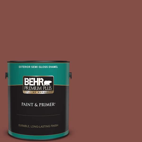 BEHR PREMIUM PLUS 1 gal. #ECC-36-3 Red Bluff Semi-Gloss Enamel Exterior Paint & Primer