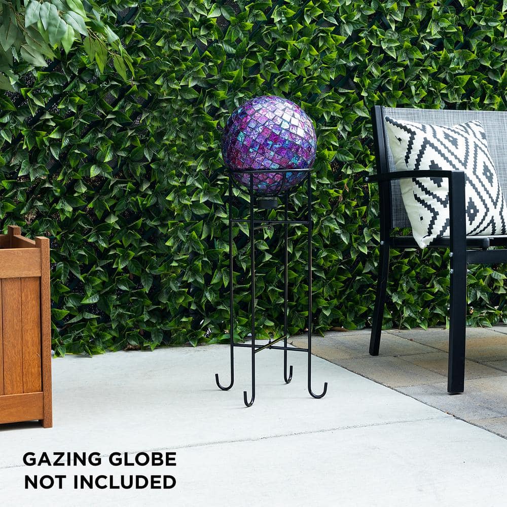 24" Black Metal Gazing Globe Stand for Outdoor Decor
