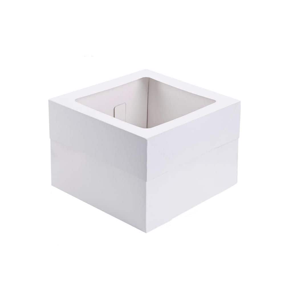Wudkey 10-Piece White Cake Boxes Carrier Set with Window, Tall Bakery ...