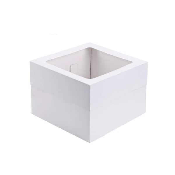 10-Piece White Cake Boxes Carrier Set with Window, Tall Bakery Cardboard Containers for Cakes Cupcakes Pies Donuts