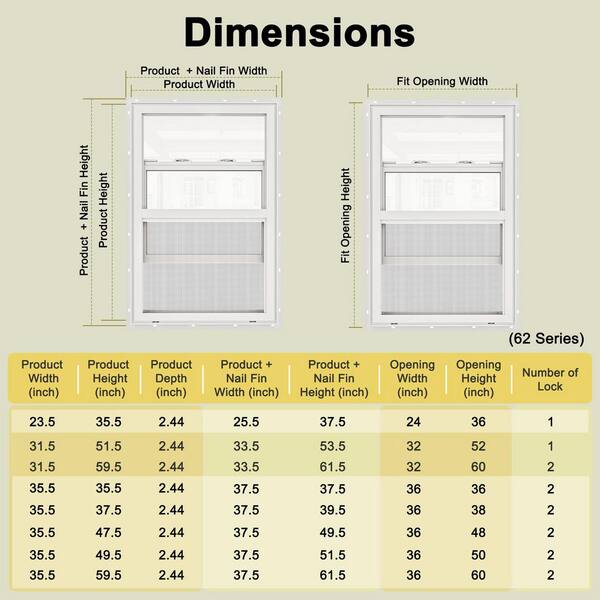 ARK DESIGN 24 x 36 62-Series Double Glazed Single Hung