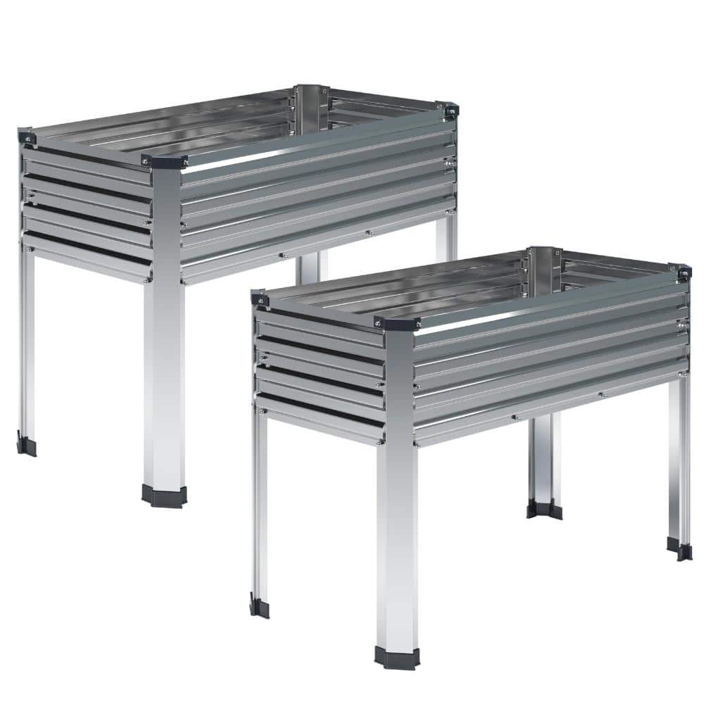 2 Pcs Galvanized Raised Garden Bed with Legs 48x18x30in Elevated Planter Box 300 lb Capacity for Backyard Patio Silver price history on PriceWatchPro