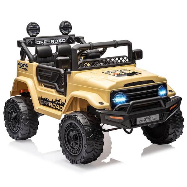 Ride on Truck Car 12-Volt, Electric Vehicles with Parent Remote Control, 4-Wheel Suspension, LED Lights, 2-Speeds Yellow