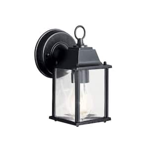 Barrie 8.5 in. 1-Light Black Outdoor Hardwired Wall Lantern Sconce with LED Bulb Included (1-Pack)
