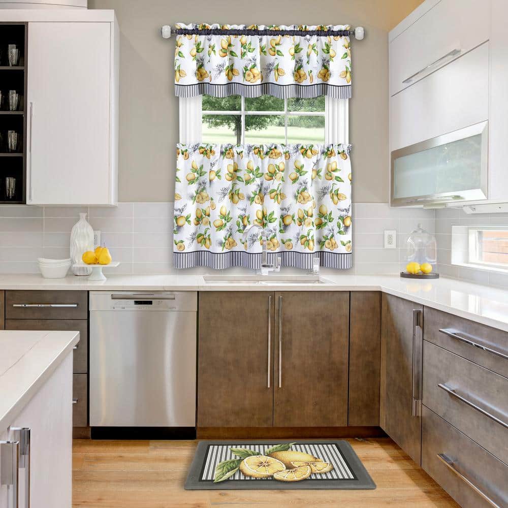 Lemon Drop Yellow and Gray Anti-Fatigue Kitchen Mat