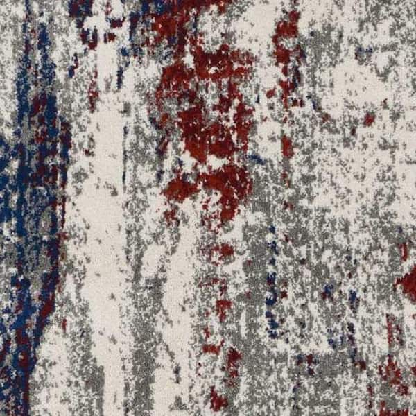 8 Tan Black and Ivory Floral Vines Non Skid Runner Rug