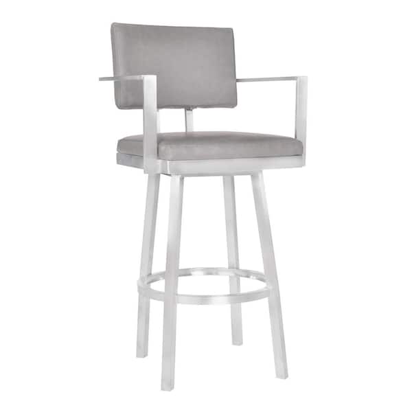 Armen Living Balboa 30 in. Gray Swivel Bar Stool