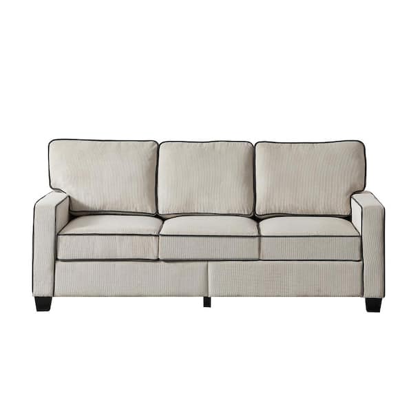 JAYDEN CREATION Betzy 81 in. Wide Polyester Sofa With Thick Cushion-BEIGE