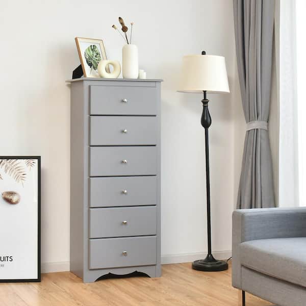 SUNRINX Gray 6-drawer 16 in. Wide Chest of Drawers
