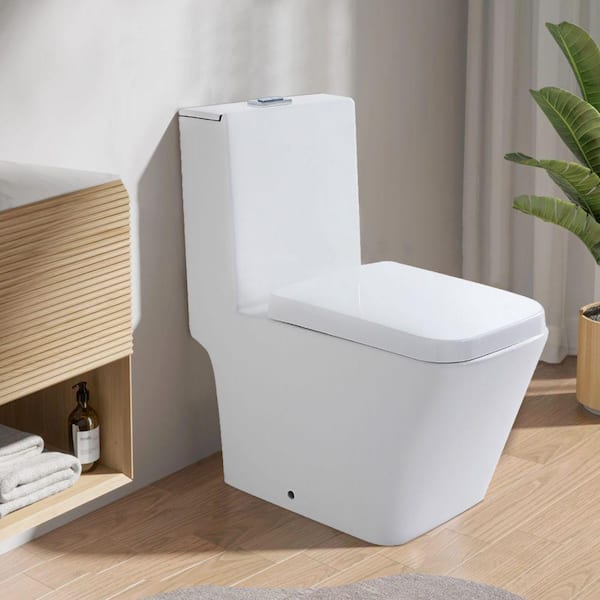 Satico 12 in. Rough-In 1-Piece 1.2 GPF Dual Flush Elongated Toilet in. White (Seat Included)