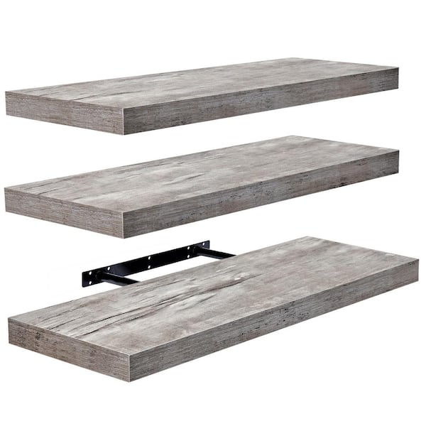 Sorbus Floating 10 in. W x 24 in. D White Gray Decorative Wall Shelves