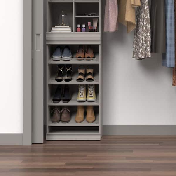 Modular Closets Wood Shoe Shelf Tower Closet Organizer #shoeracksideas