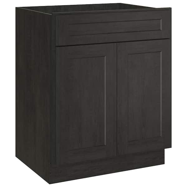 HOMEIBRO 27 in. W x 21 in. D x 34.5 in. H Shaker Charcoal Plywood Ready to Assemble Vanity Base Kitchen Cabinet without Top