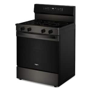 30 in. 5 Burner Elements Freestanding Electric Range in Black-on-Stainless with Air Cooking Technology