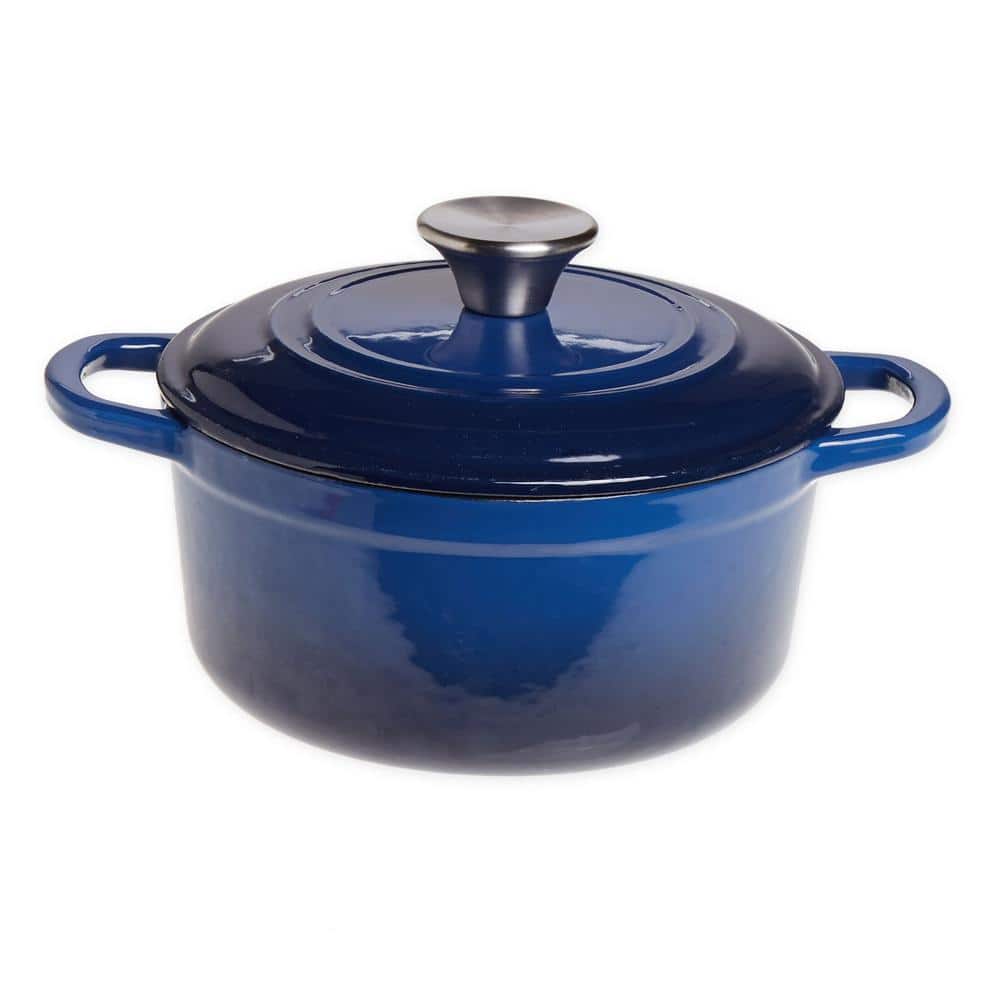 Martha Stewart The Holiday Collection 2-Qt Enameled Cast Iron Dutch Oven  With Pumpkin Knob.