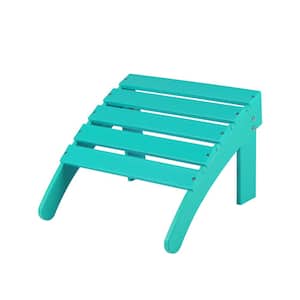 HDPE Plastic Outdoor Adirondack Ottoman Footrest in Solid Lake Blue