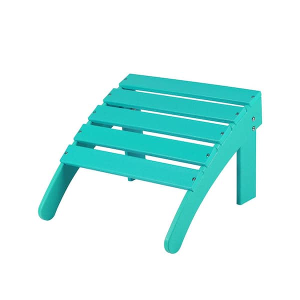 Aoodor HDPE Plastic Outdoor Adirondack Ottoman Footrest in Solid Lake Blue