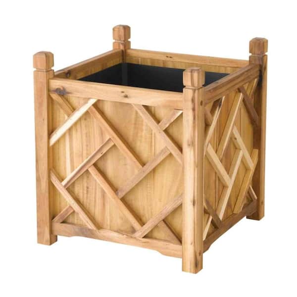 DMC Chippendale 18 in. Square Natural Wood Planter