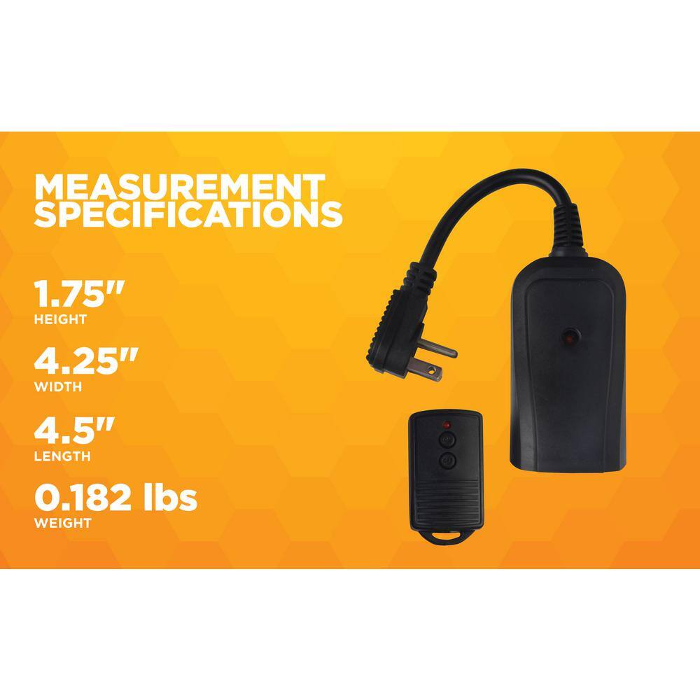 Black Wireless Outdoor Electrical Outlet Switch with Timer